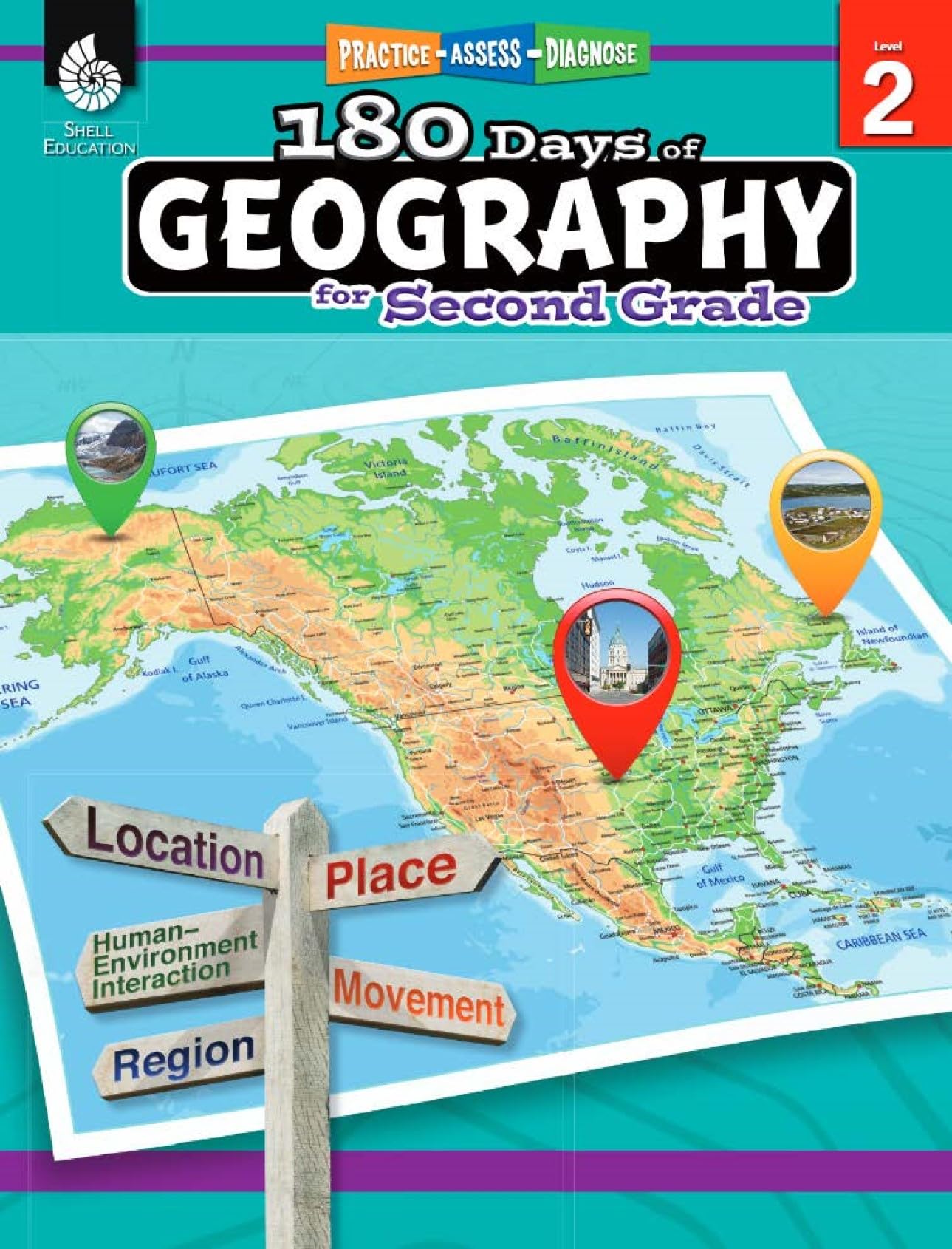 180 Days™: Social Studies, Geography for 2nd Grade Practice Workbook for Classroom and Home, Cool and Fun Practice Created by Teachers