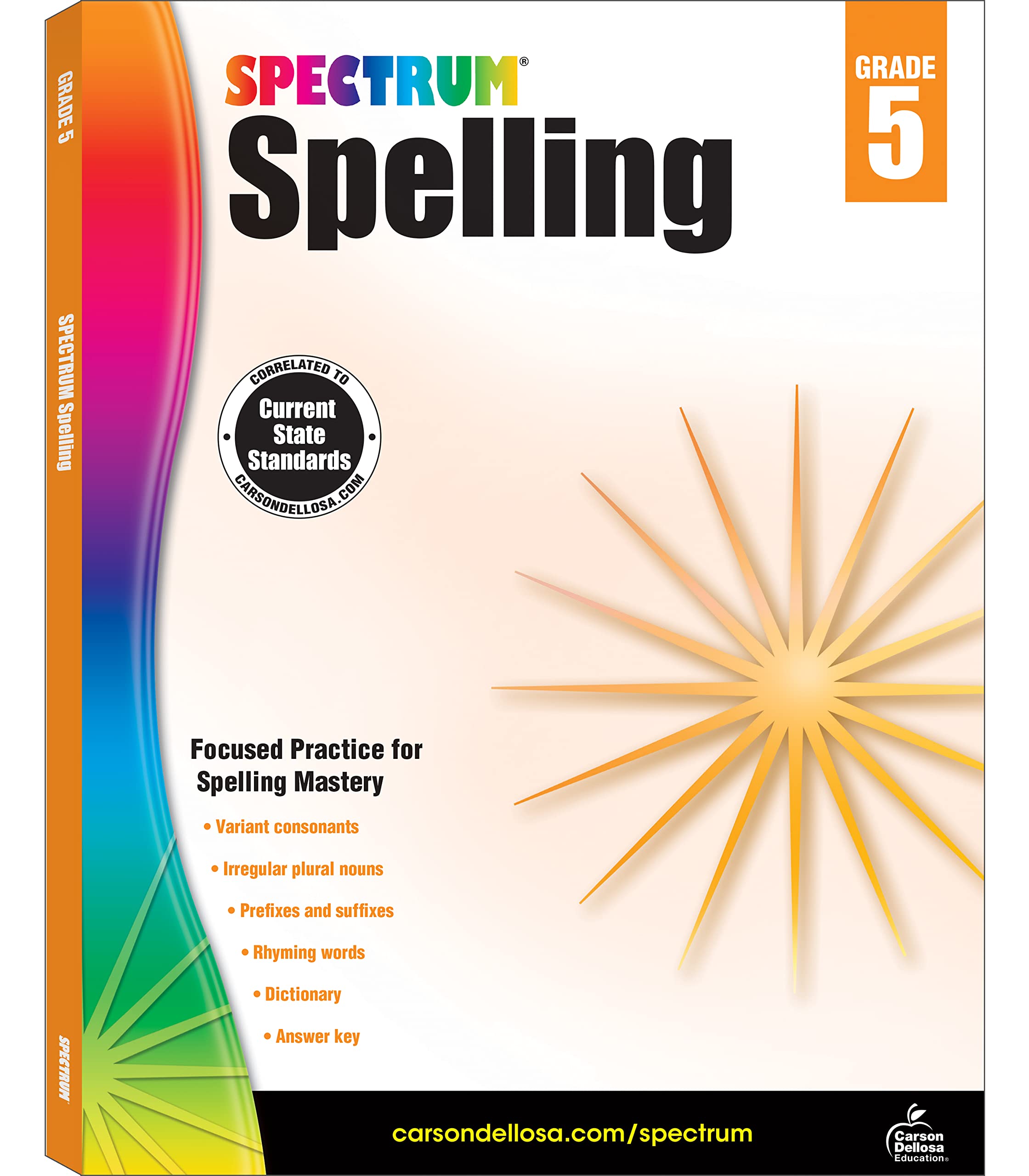 Spectrum Grade 5 Spelling Workbook, Rhyming Words, Dictionary Skills, Prefixes, Suffixes, Vocabulary, Grammar, and More, Language Arts Classroom or Homeschool Curriculum