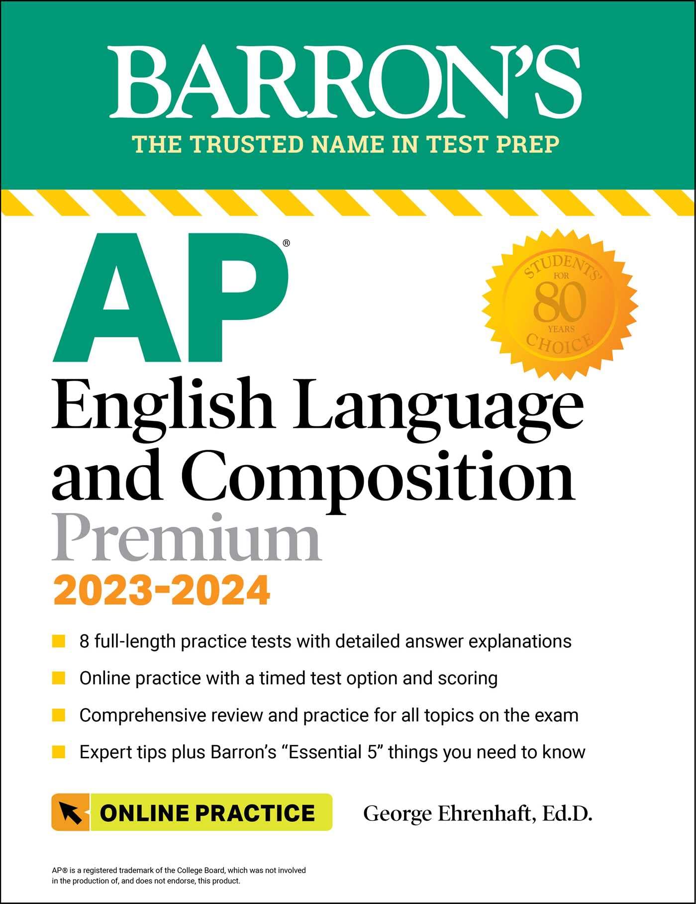 AP English Language and Composition Premium, 2023-2024: Comprehensive Review with 8 Practice Tests + an Online Timed Test Option (Barron's AP) - 5146