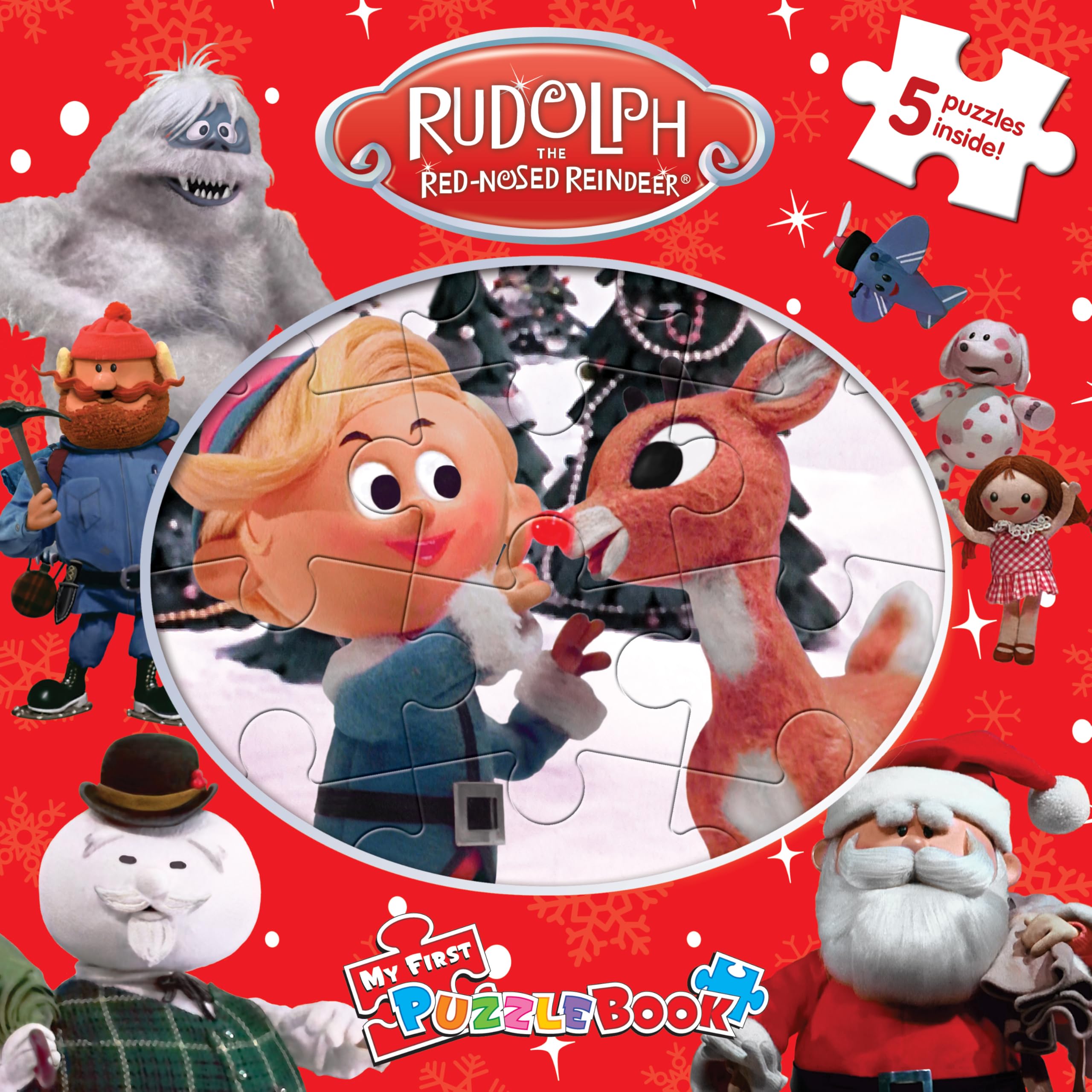 Phidal Rudolph Red-Nosed Reindeer My First Puzzle Book - Jigsaw Puzzles for kids, 10-page board book, 5 puzzles to enjoy