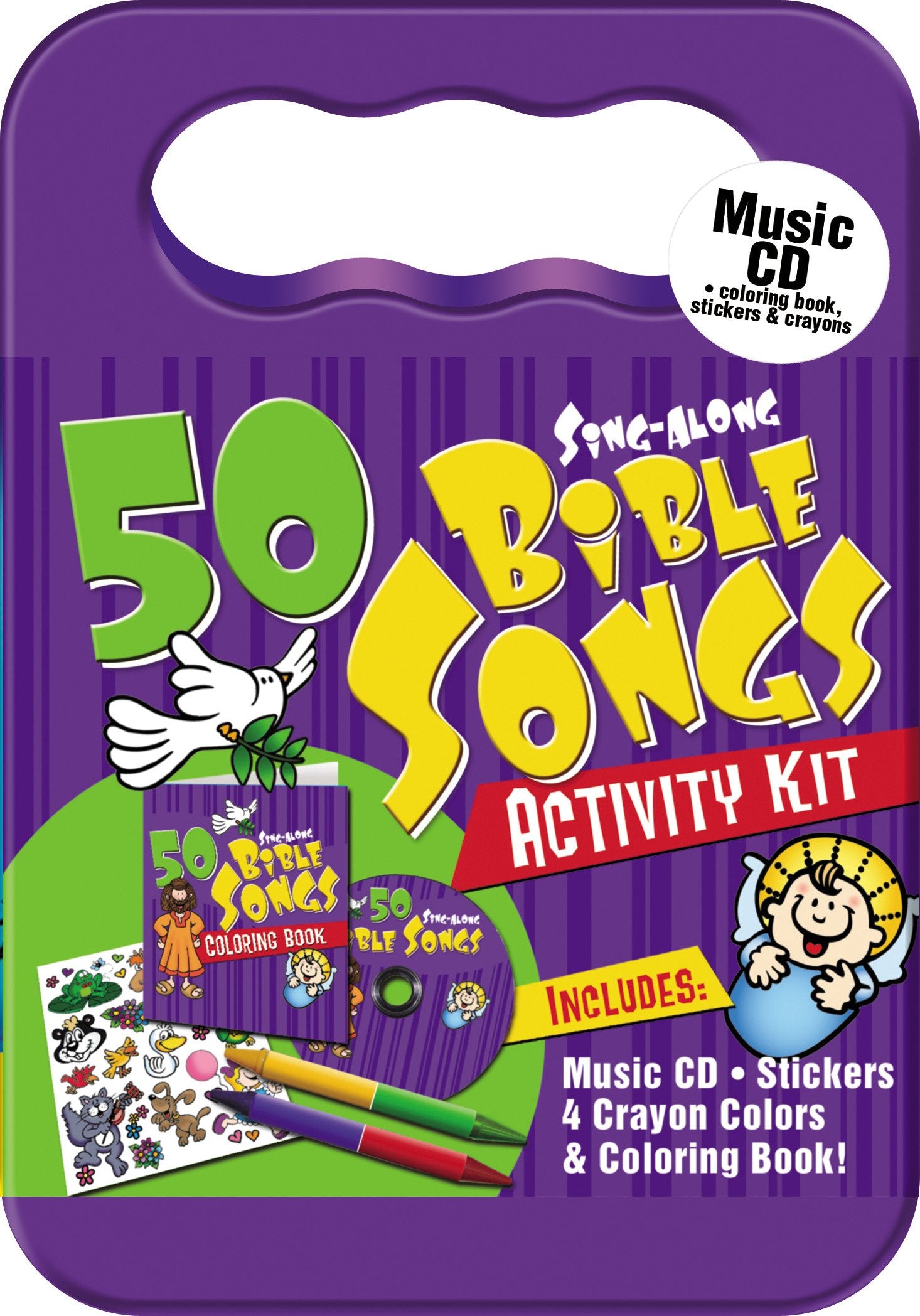 50 Bible Songs for Kids Activity Kit (Packaged in carrying case with Stickers, Crayons and Coloring Book)