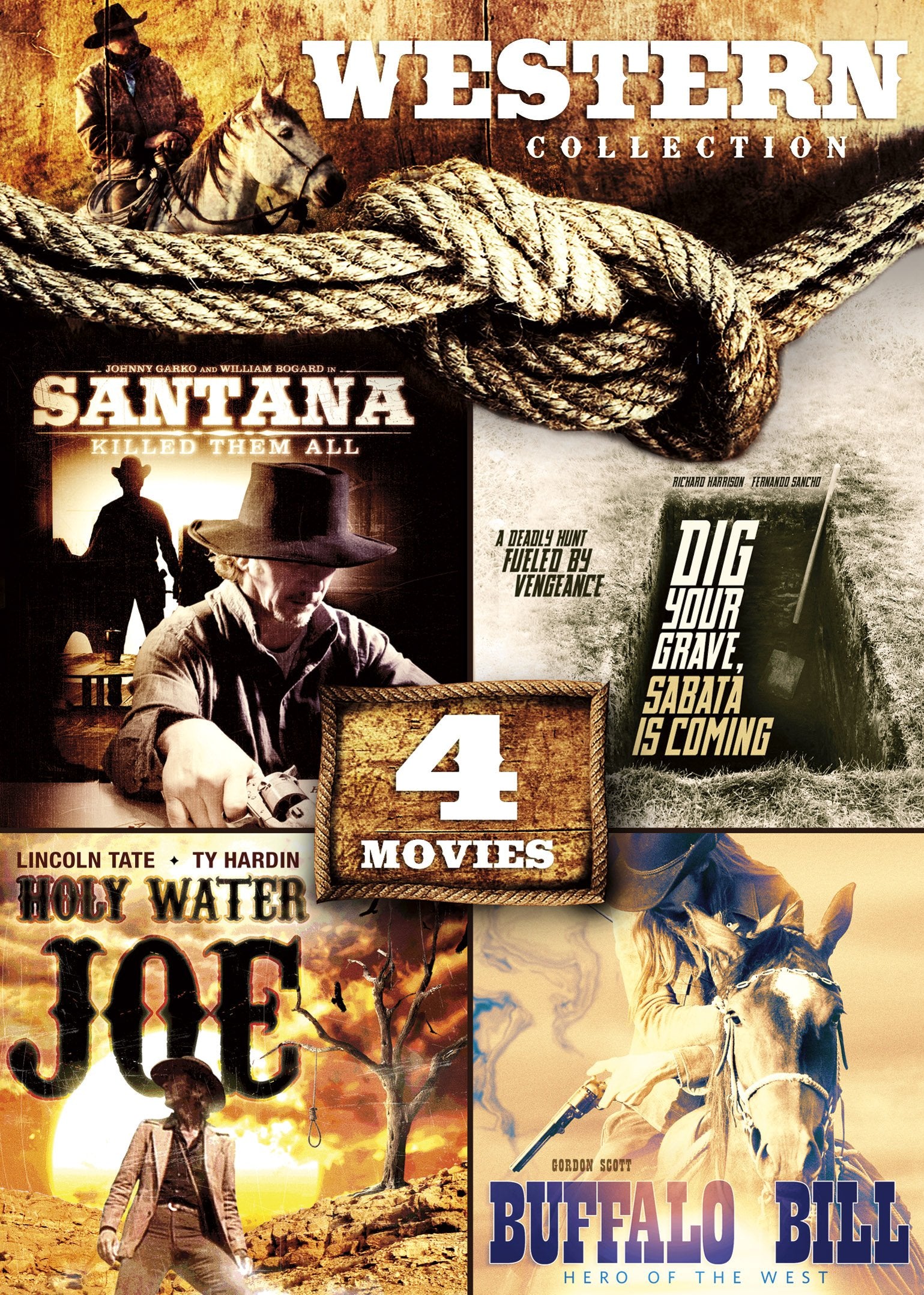 4-Movie Western Collection: Holy Water Joe / Dig Your Grave, Sabata's Coming / Buffalo Bill: Hero of the West / Santana Killed Them All