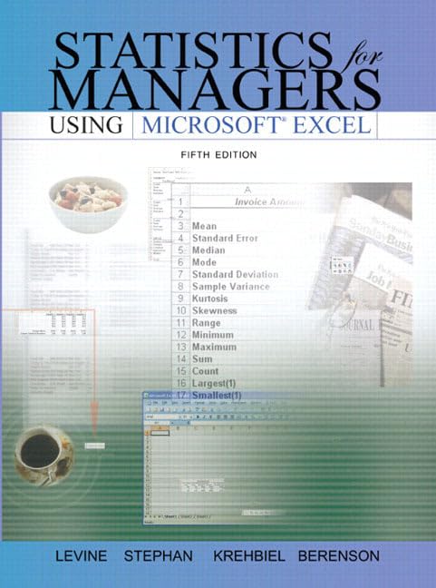 Statistics for Managers Using Microsoft Excel and Student CD Package (5th Edition) - 6408