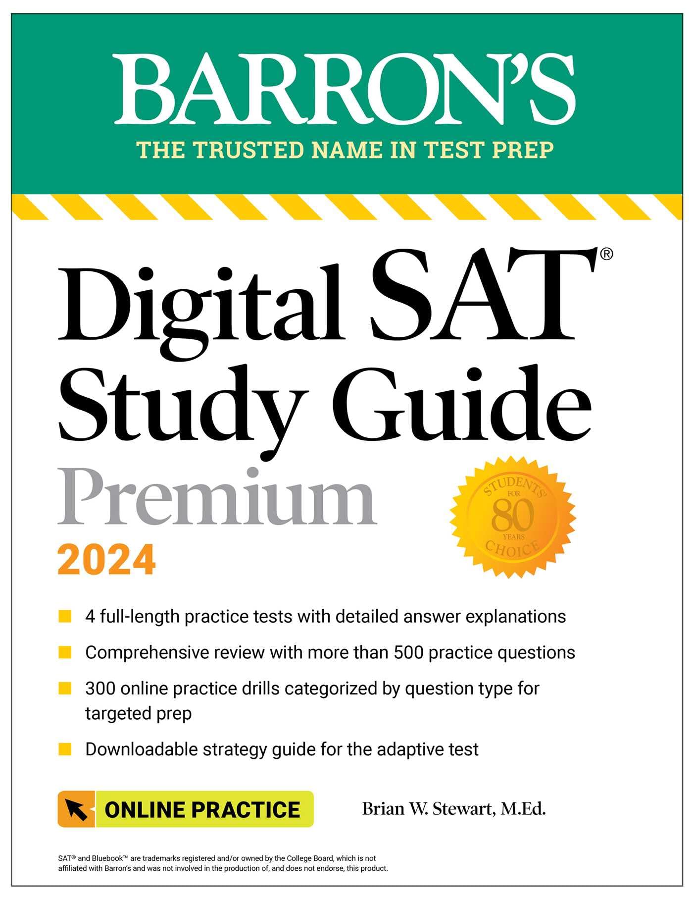 Digital SAT Study Guide Premium, 2024: 4 Practice Tests + Comprehensive Review + Online Practice (Barron's SAT Prep) - 9365