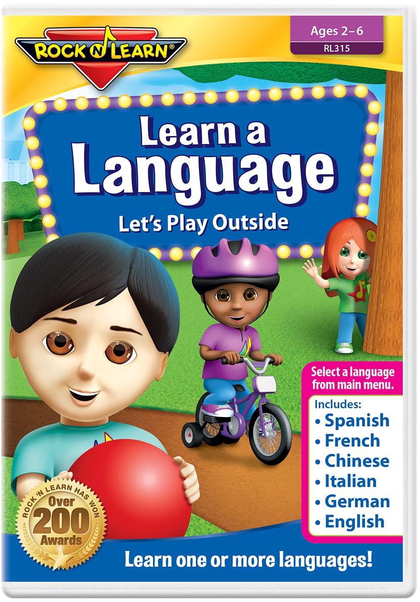 Learn a Language: Let's Play Outside DVD by Rock 'N Learn - Spanish, French, Chinese, Italian, German and English (6 languages on one DVD) - 5221