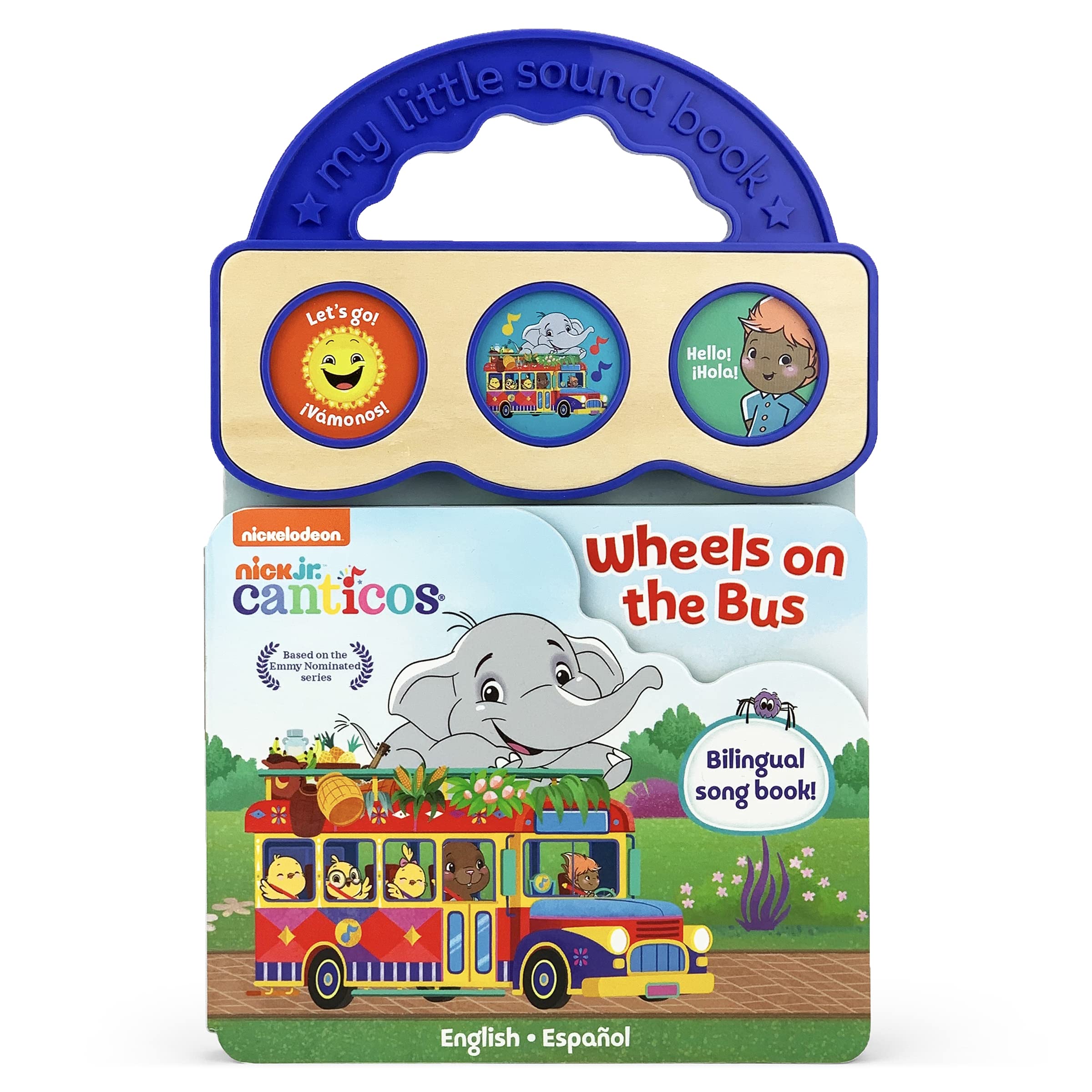 Canticos The Wheels on the Bus/ Las Ruedas del Autobús -Bilingual / Bilingüe 3-Button Sound Board Book for Babies and Toddlers (English and Spanish Edition) (Nick Jr. Canticos) - 5318