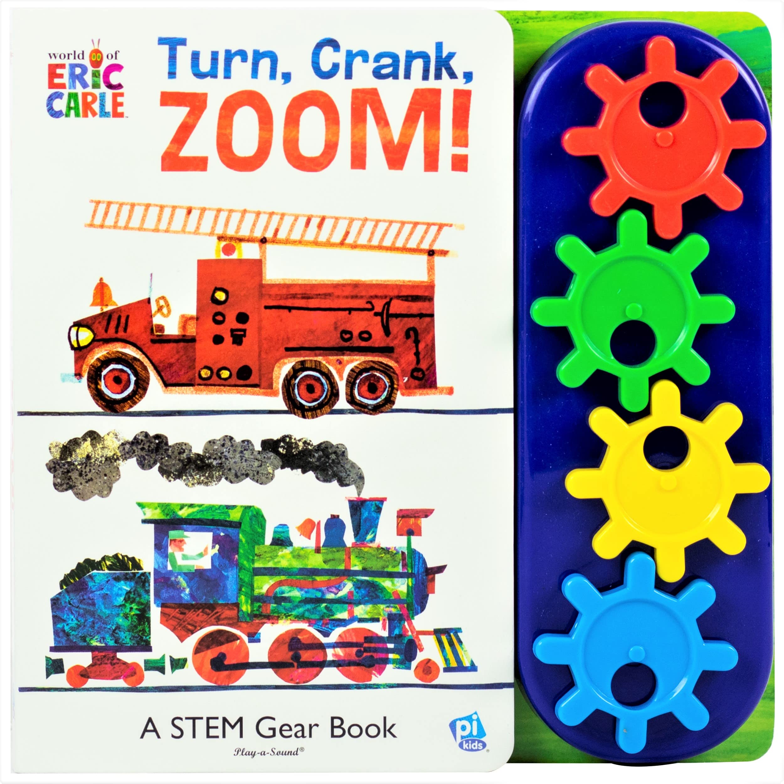 World of Eric Carle, Turn, Crank, Zoom! A STEM Gear Sound Book - PI Kids - 5001