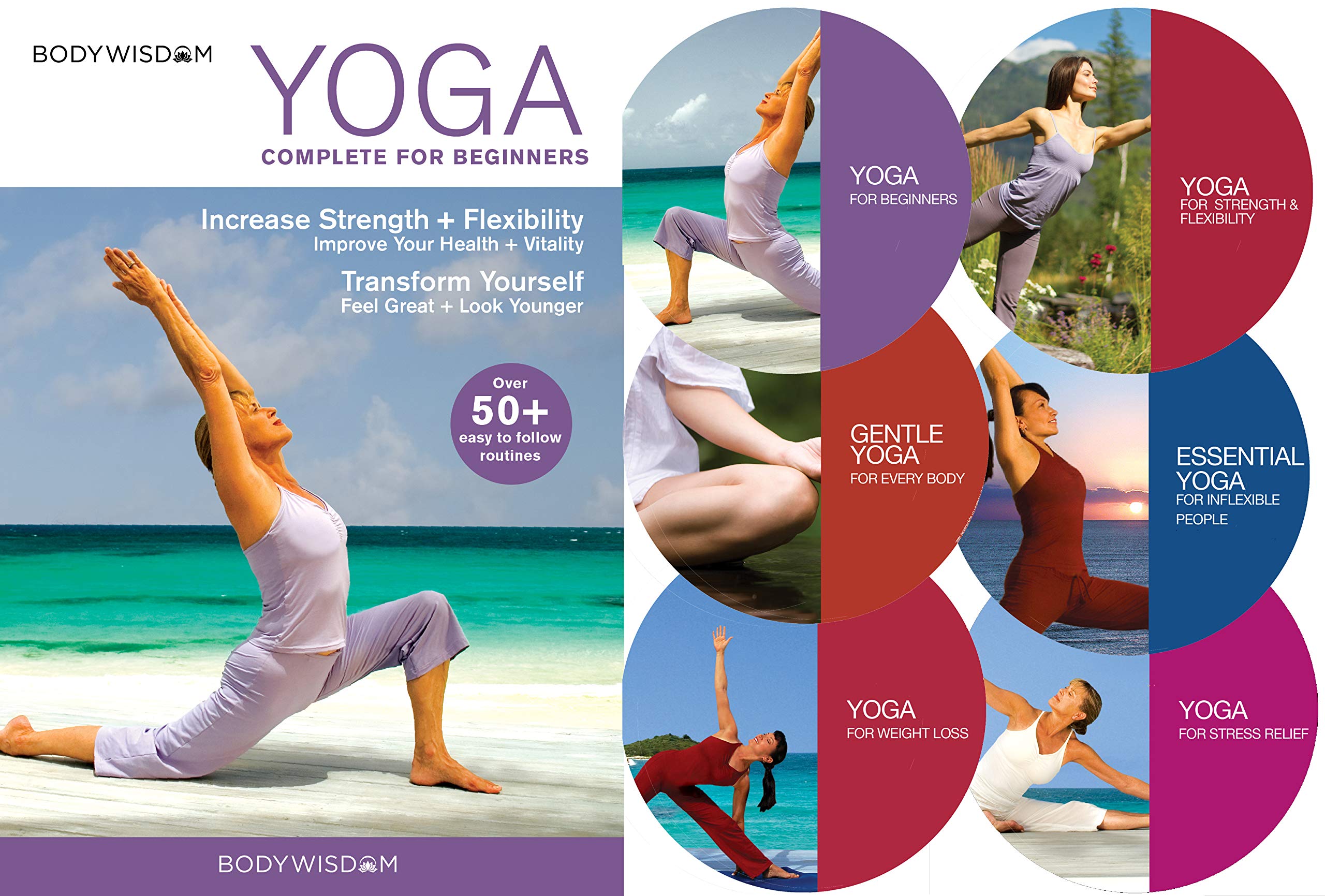 Yoga for Beginners Deluxe 6 DVD Set: 8 Yoga Video Routines for Beginners. Includes Gentle Yoga Workouts to Increase Strength & Flexibility - 8268