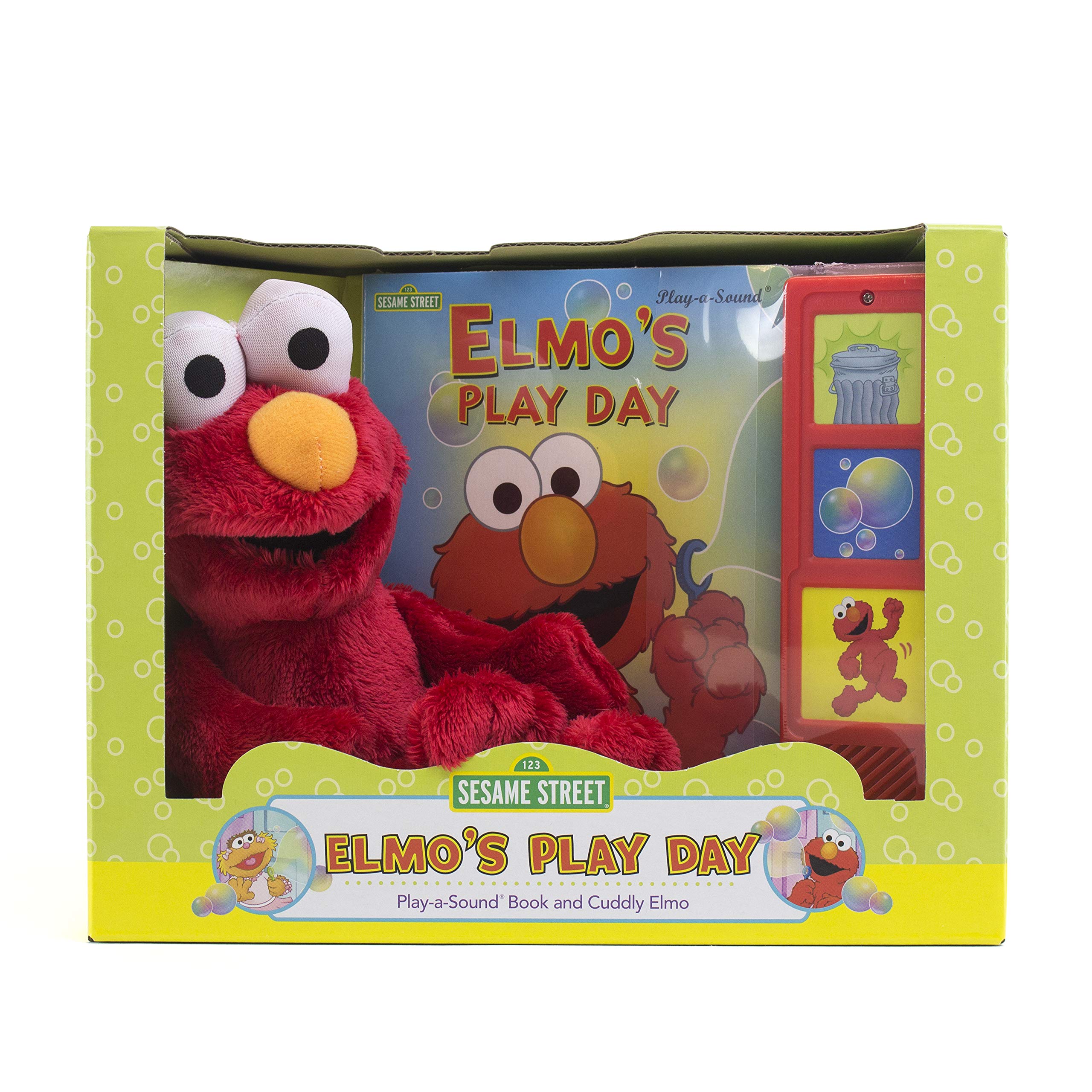 Sesame Street - Elmo's Play Day - Play-a-Sound Book and Cuddly Elmo Plush - PI Kids - 9329