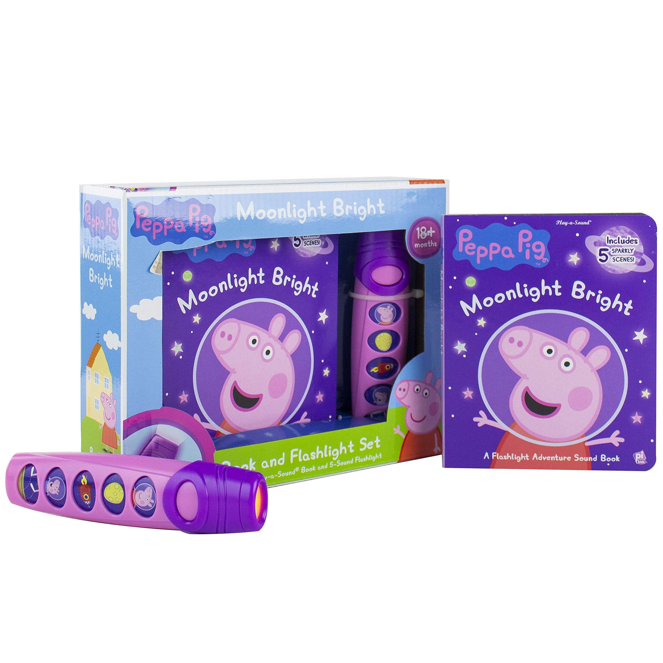 Peppa Pig - Moonlight Bright Sound Book and Sound Flashlight Toy Set - PI Kids - 2248