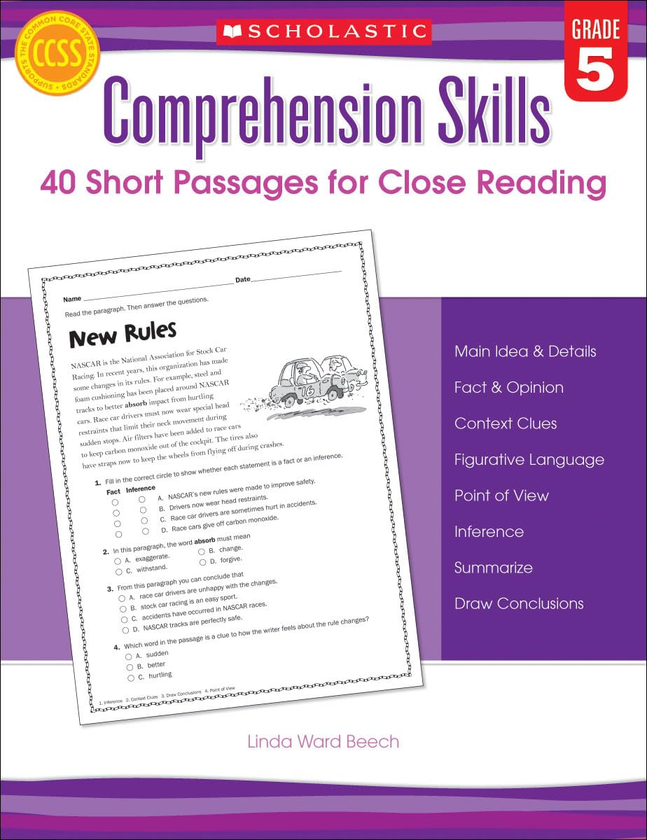 Comprehension Skills: Short Passages for Close Reading: Grade 5 - 1459