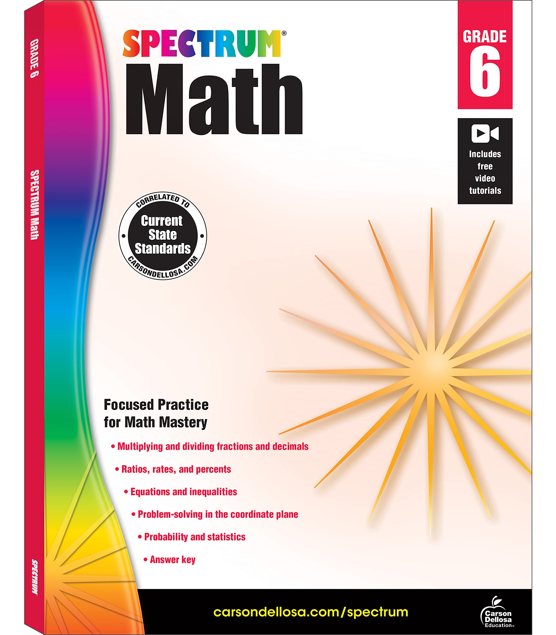 Spectrum 6th Grade Math Workbook, Ages 11 to 12, Multiplying and Dividing Fractions and Decimals, Math Equations, Percents, Probability and Statistics, Math Workbook Grade 6 - 160 Pages - 6971