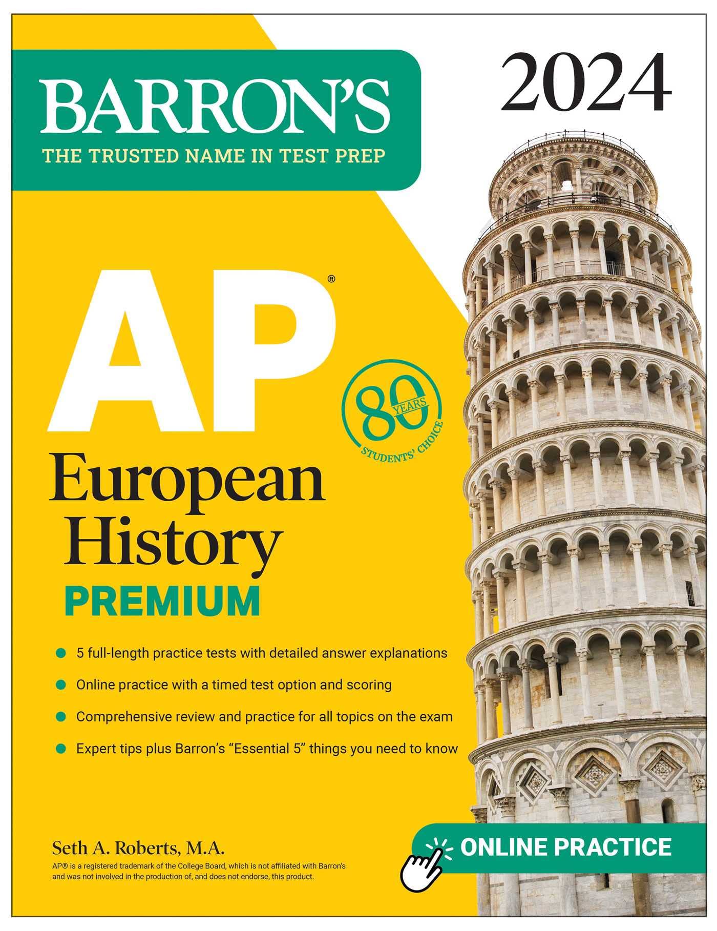 AP European History Premium, 2024: 5 Practice Tests + Comprehensive Review + Online Practice (Barron's AP Prep) - 6111