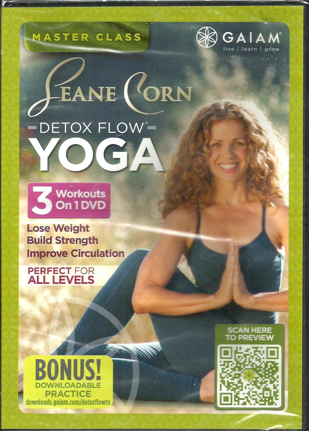 Gaiam Seane Corn Detox Flow Yoga DVD 3 Workouts on 1 DVD - Lose Weight, Build Strength, Improve Circulation - 5322