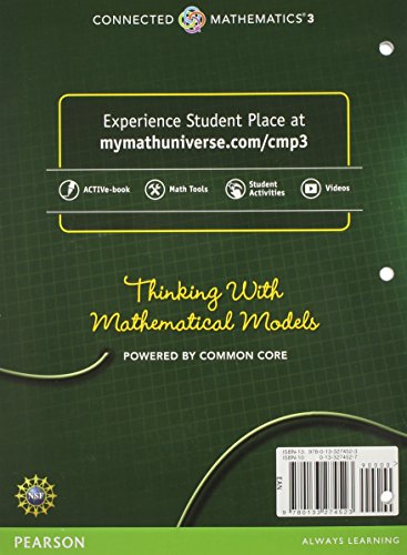 CONNECTED MATHEMATICS 3 STUDENT EDITION GRADE 8: THINKING WITH MATHEMATICAL MODELS: LINEAR AND INVERSE VARIATION COPYRIGHT 2014 - 5752