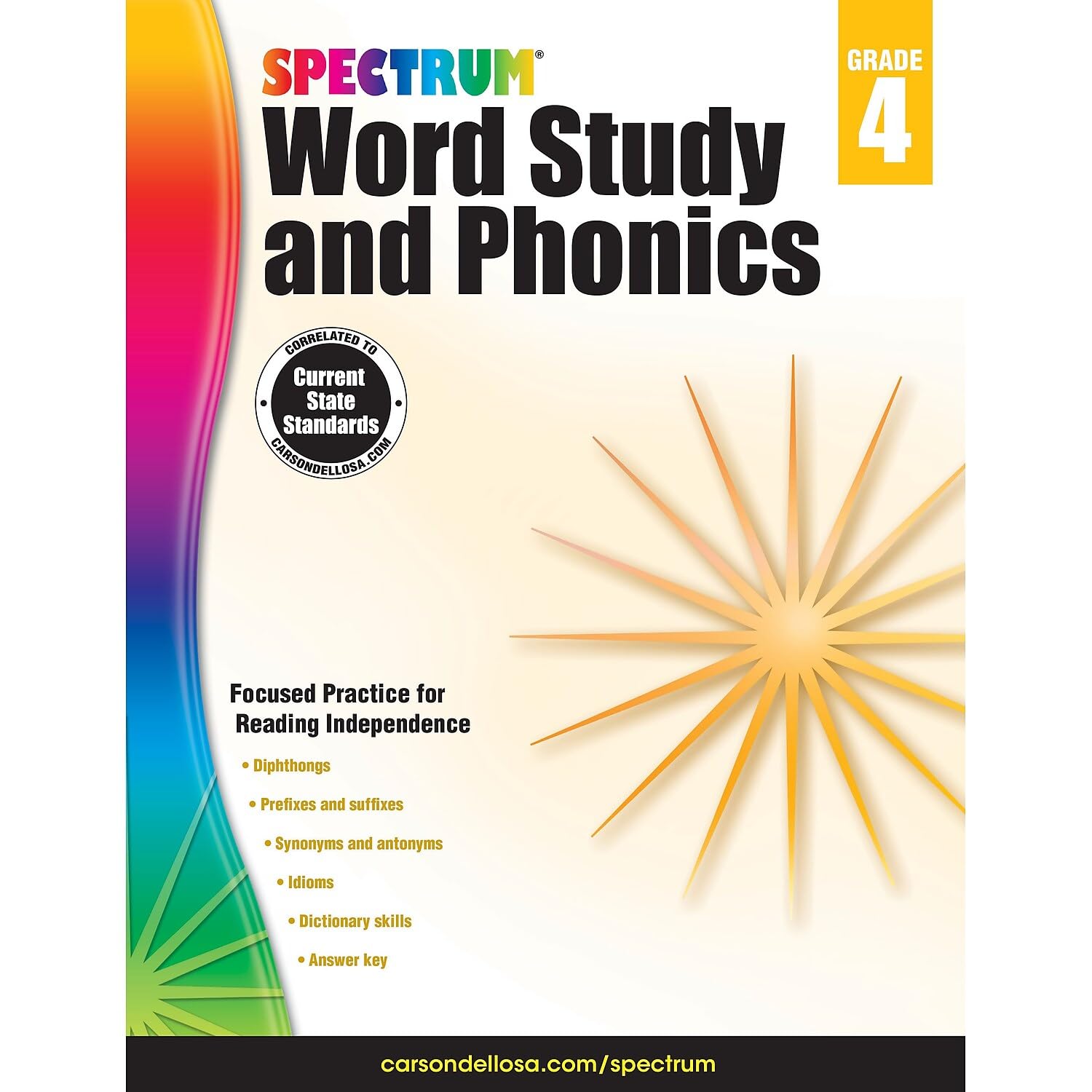 Spectrum Grade 4 Word Study and Phonics Workbooks, Ages 9 to 10, 4th Grade Phonics and Word Study, Dictionary Skills, Vocabulary Builder, Synonyms and ... Prefixes and Suffixes - 176 Pages (Volume 83) - 4792