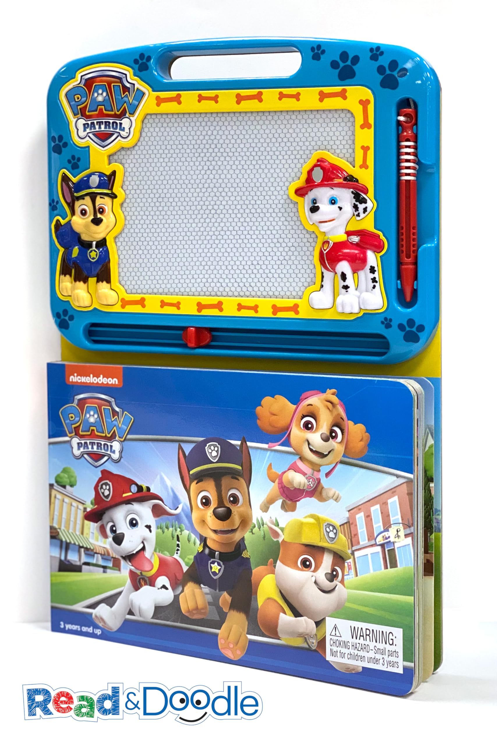 Paw Patrol Read & Doodle - Learning resources for kids, a magnetic drawing pad, an easy-to-use pen, 22-page board book for reading and drawing - 7014