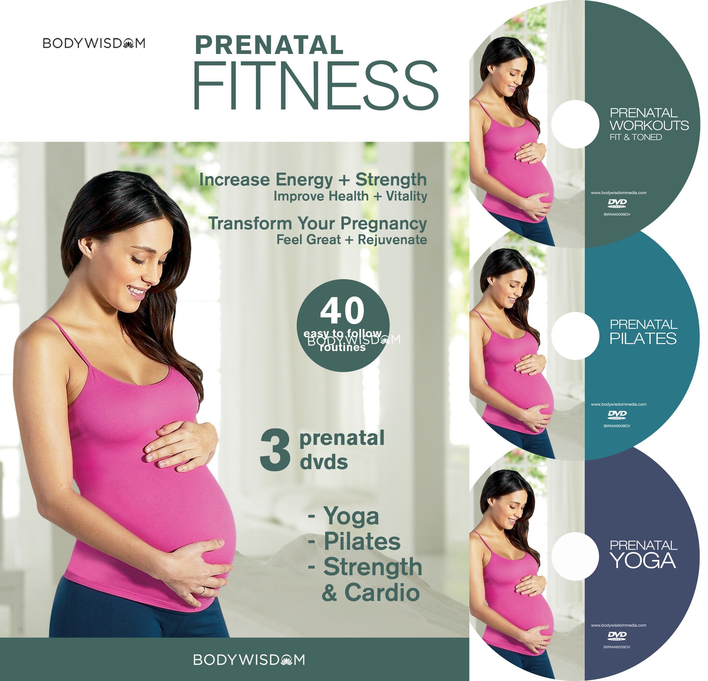 Prenatal Fitness (Deluxe 3 DVD Set - Prenatal Yoga, Pilates & Strength Training) Bonus Post-Natal Routines - 2925