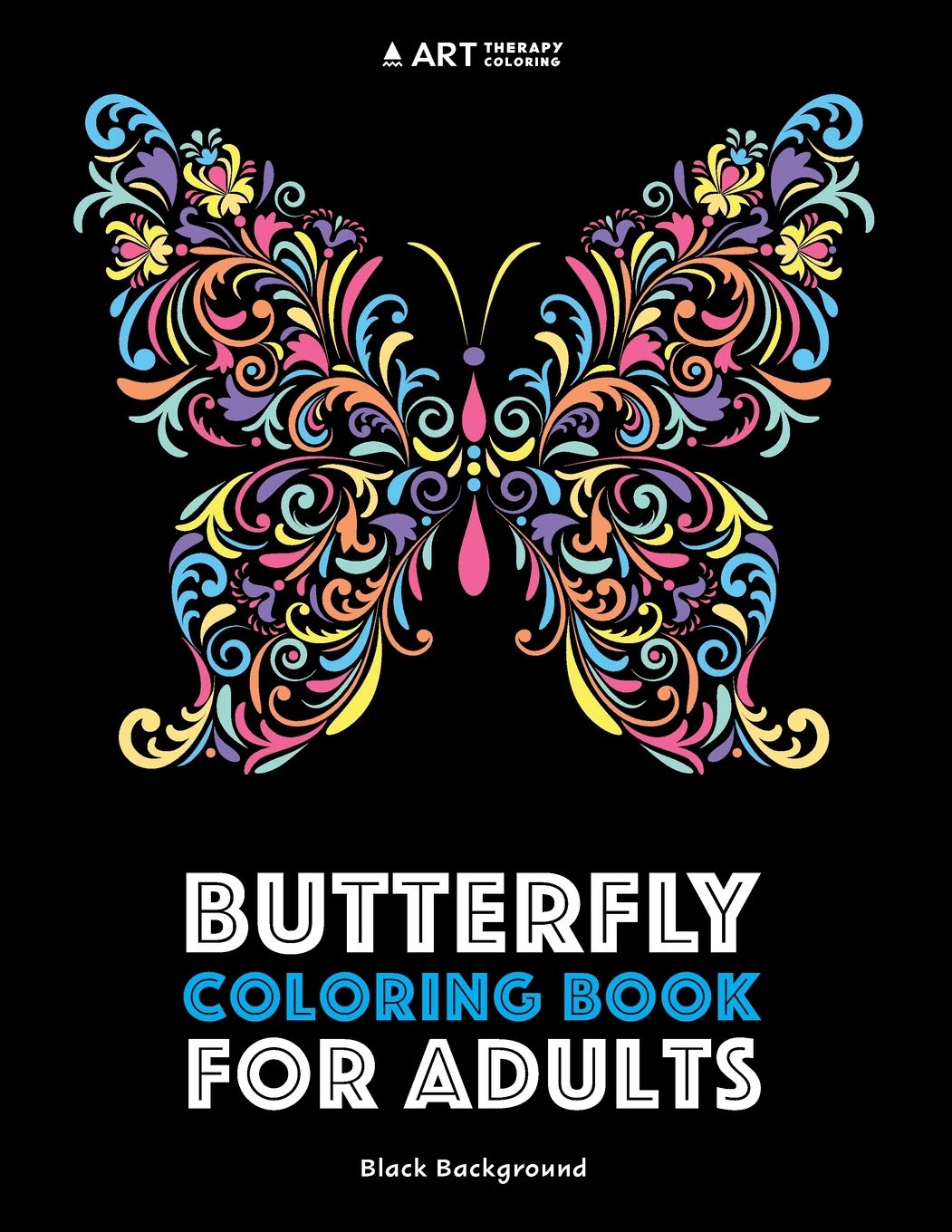 Butterfly Coloring Book For Adults: Black Background - 3447