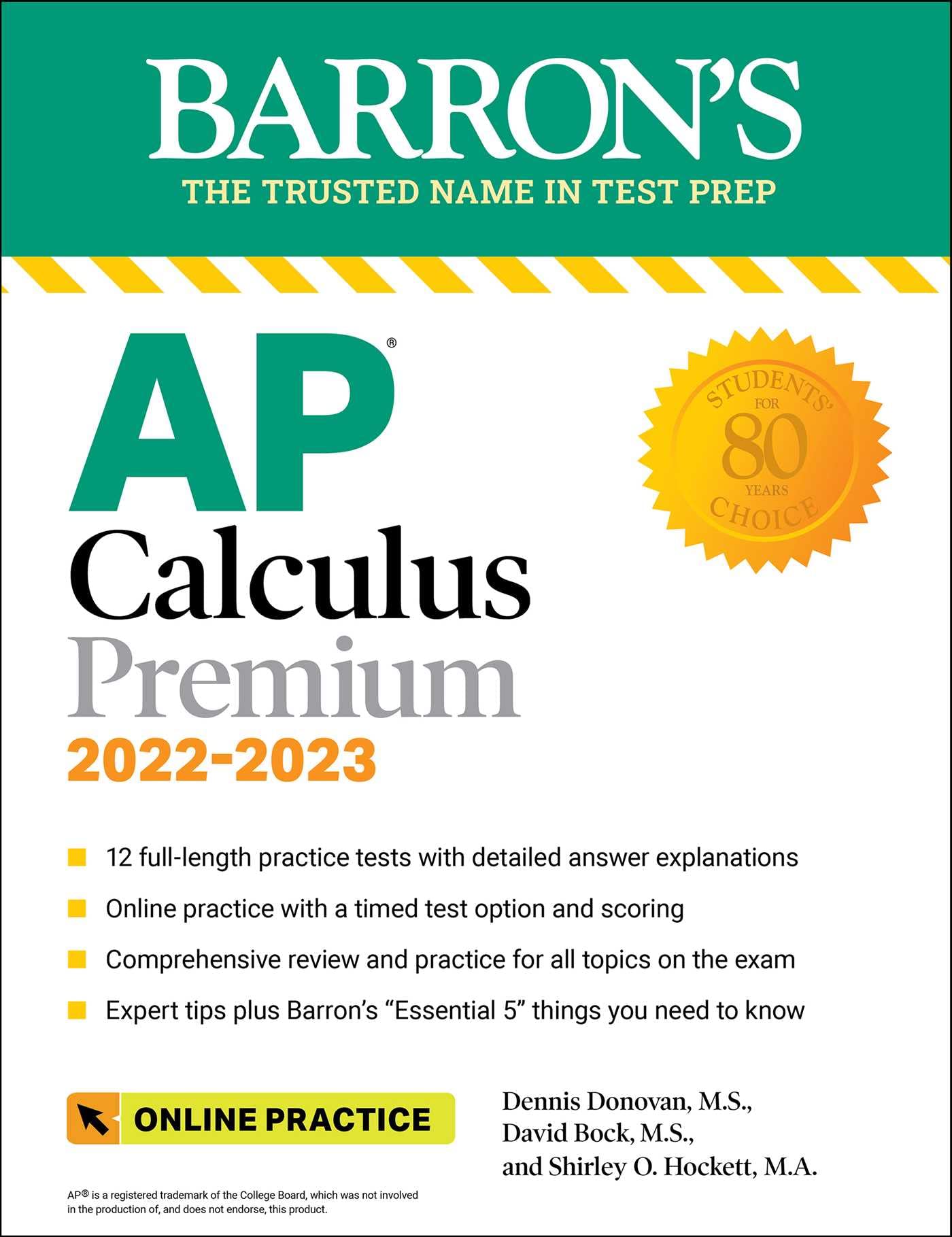 AP Calculus Premium, 2022-2023: 12 Practice Tests + Comprehensive Review + Online Practice (Barron's AP) - 9274