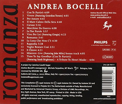 Romanza by Andrea Bocelli (1997) - 3462