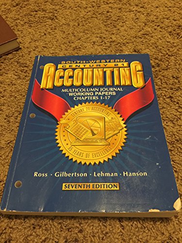 Century 21 Accounting 7E Multicolumn Jounal Approach: Working Papers Chapters 1-17 - 1691