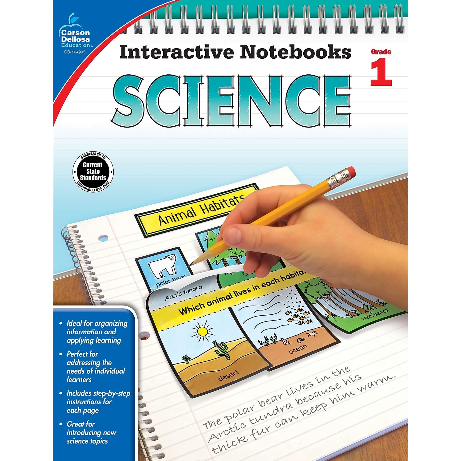 Carson Dellosa 1st Grade Science Workbook, Interactive Notebook for Physical, Space, and Earth Science, Homeschool or Classroom (Interactive Notebooks) - 2476