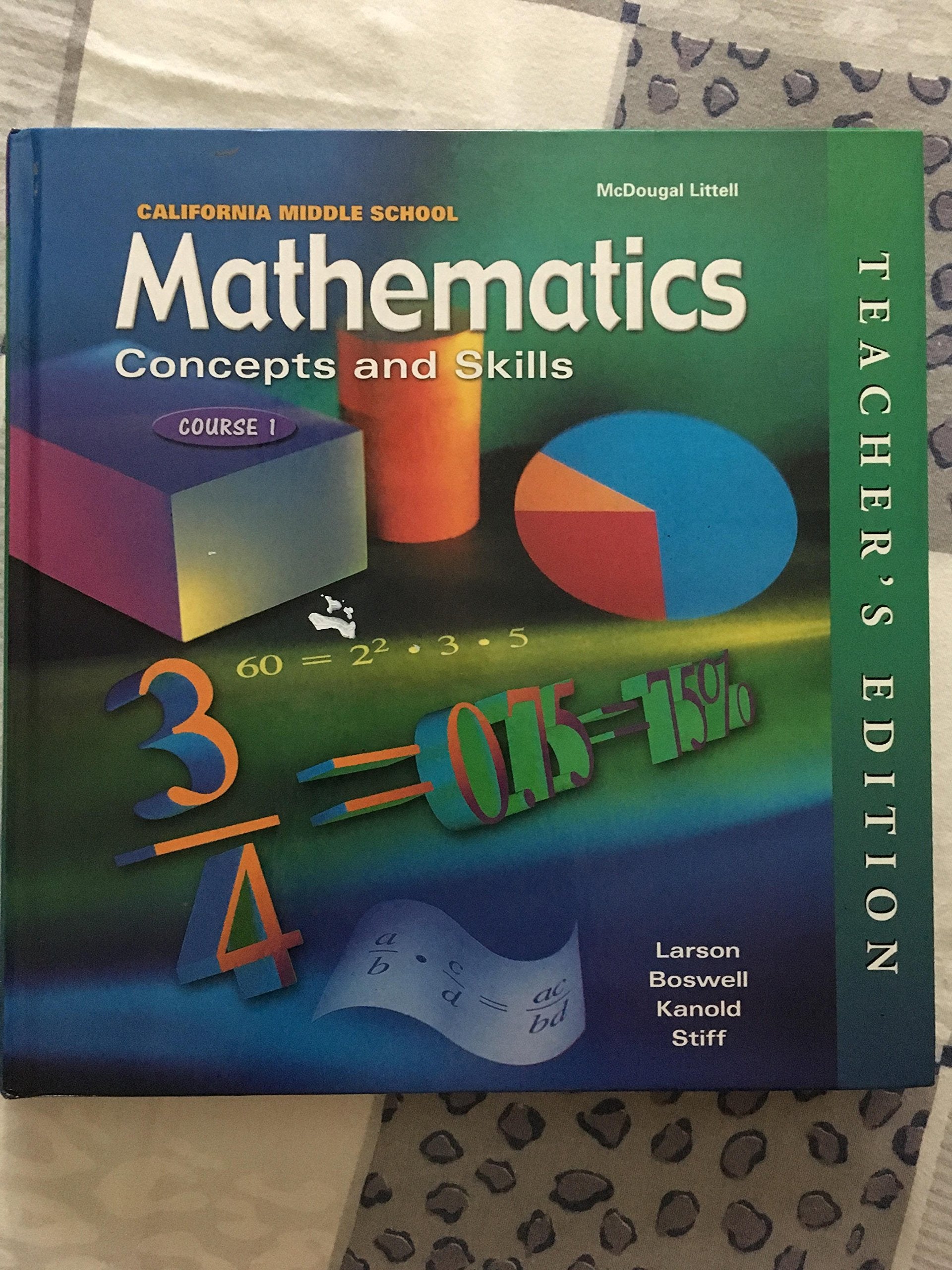 California Middle School Mathematics: Concepts and Skills, Course 1(Teacher's Edition) - 8299